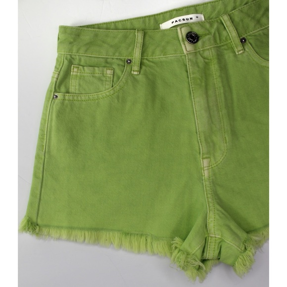 NWOT PacSun Ultra High Rise Festival Washed Lime Green Dyed Shorts 25 0 - Picture 4 of 8